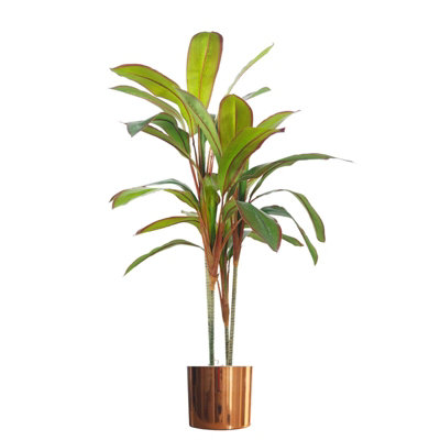 Leaf Tropical Artificial Dracaena Palm Plant Realistic Copper Planter 100Cm Botanik Large