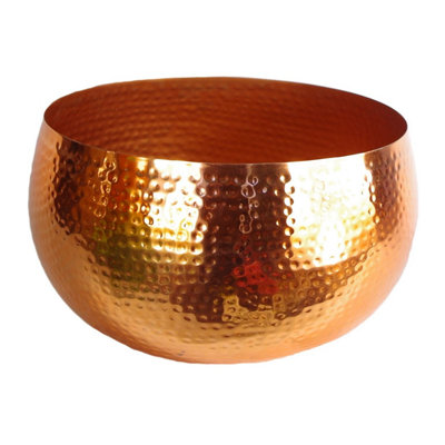 Leaf Large Metal Planter Copper Straight Edge Hammered Metal Planter 32Cm Botanik from B&Q