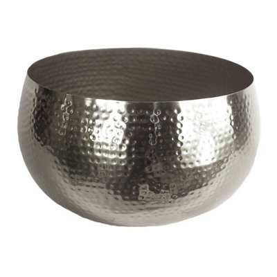 Leaf Large Metal Planter Straight Edge Hammered Metal Planter Silver Xl Botanik from B&Q