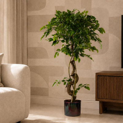 Leaf Artificial Japanese Fruticosa Ficus Tree Rainbow 120Cm 4Ft Realistic Botanik Large