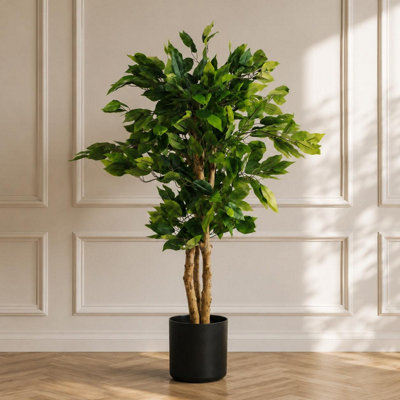 Leaf Artificial Ficus Tree Plant Evergreen Bushy Realistic House Plants Botanik 90Cm