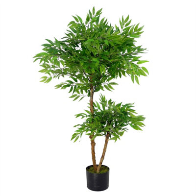 Leaf Artificial Ficus Tree Plant 100Cm Luxury Ruscus 100Cm Real Wood Trunk Botanik from B&Q