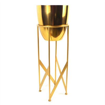 Leaf Metal Plant Stand Planter 55Cm Tall Design Premium Plant Pots Planters Botanik Gold