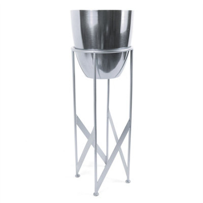 Leaf Metal Plant Stand Planter 55Cm Tall Design Premium Plant Pots Planters Botanik Silver