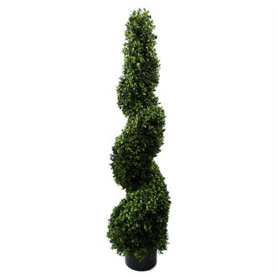 Leaf Outdoor Artificial Topiary Tree 120Cm Sprial Buxus Uv Resistant Botanik from B&Q