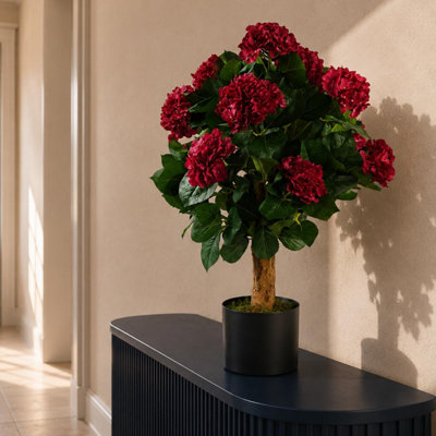 Leaf Artificial Hydrangea Plant Potted 75Cm Bush Botanik Pink