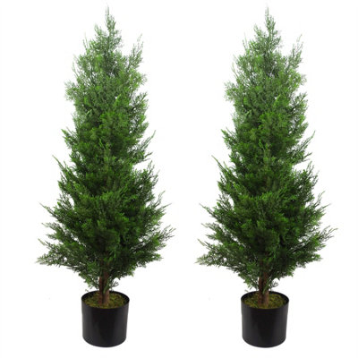 B&Q -  120Cm Pair Of Artificial Cypress Cedar Topiary