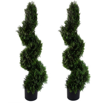 Leaf 120Cm Pair Of Spiral Cedar Tree Artificial Topiary from B&Q