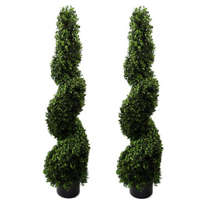 Pair of 120cm Spiral Buxus Artificial Trees UV Resistant Outdoor Topiary - Image 7