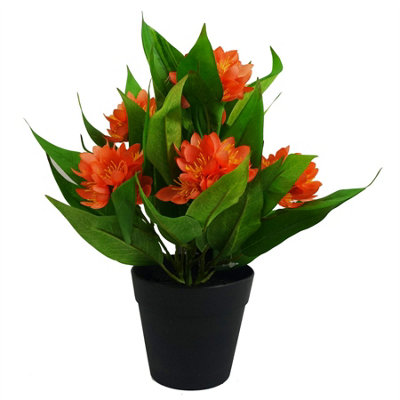B&Q -  18Cm Artificial Freesia Plant Orange Flowering