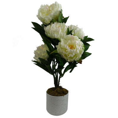 Leaf Artificial Plant - White Peony - 55cm - Image 8