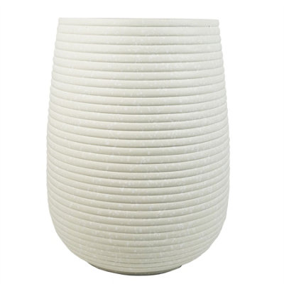 Leaf - Mikos Large Ridged Planter - 41cm x 30cm - White - Image 7
