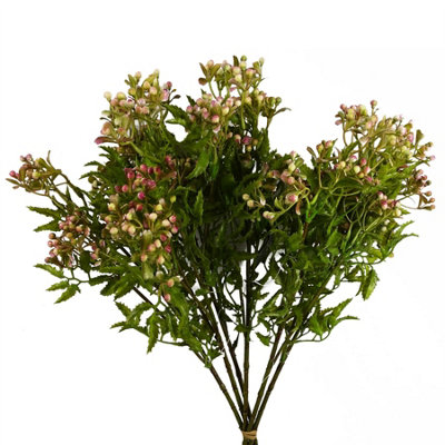 Leaf Artificial Foliage Stem with Pink Berries - 55cm - Pack of 6 - Image 7