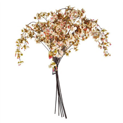 Leaf Pack Of 6 X 110Cm Natural Trailing Cherry Stem Artificial Pink