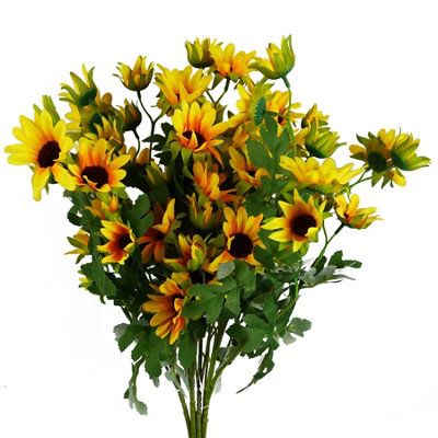 Leaf Artificial Daisy Flower Spray 70cm Yellow Silk Pack of 6 - Image 8