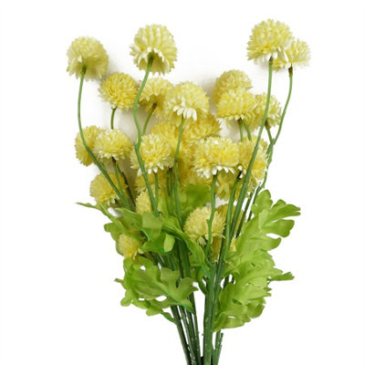Leaf Unisex Yellow Pack Of 6 X 50Cm Dahlia Pompom Artificial Stem | Size: 6 X 50 Cm - Image 7