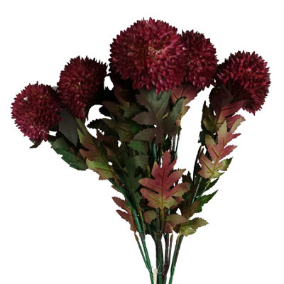 Leaf Pink Large Ball Dahlia Artificial Flower 70Cm 6 Pack - Image 8