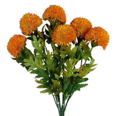 Leaf Yellow Large Ball Dahlia Artificial Flower 70Cm 6 Pack - Image 9
