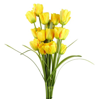 Leaf Yellow Artificial Tulip Flowers - 80cm Silk/Plastic Stems - 6 Pack - Image 9