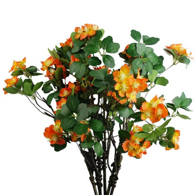Leaf Pack Of 6 X 60Cm Flower Foliage Spray - Orange