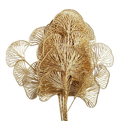 Leaf Pack Of 6 X 65Cm Golden Leaves Flower Arrangement Decoration from B&Q