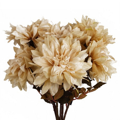 Leaf Pack Of 6 X 55Cm Dahlia Flower StemDusty Cream from B&Q