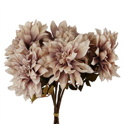 Leaf Pack Of 6 X 55Cm Dahlia Flower StemDusty Pink from B&Q
