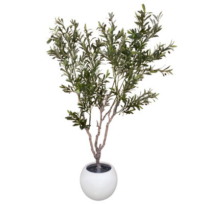 Leaf Unisex Green Artificial Olive Tree With Decorative Planter In 200Cm - Image 10