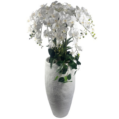 Leaf 150Cm White Orchid Potted Display Artificial from B&Q
