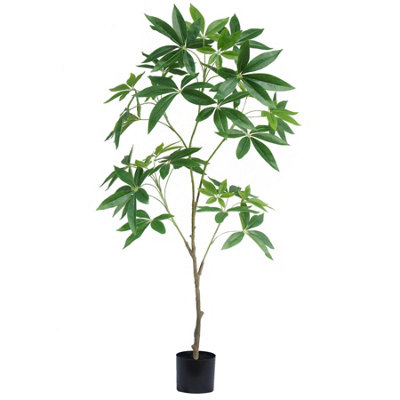 Leaf 120Cm Artificial Money Tree Pachira Realistic Faux Tree from B&Q