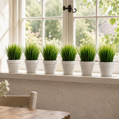 Leaf Unisex Green Pack Of 6 X 22Cm Artificial Grass Plant In | : Size 6 X 22 Cm - Image 9