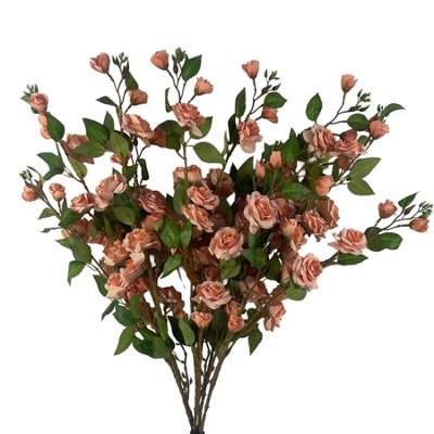 Leaf Pack Of 6 X 90Cm Artificial Pink Rose Stem, Orange - Image 7