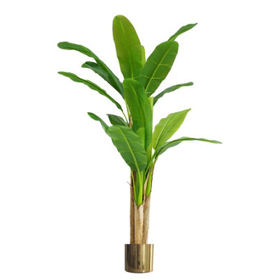 Leaf Artificial Banana Tree Tropical Plant Huge 6Ft Gold Metal Planter from B&Q