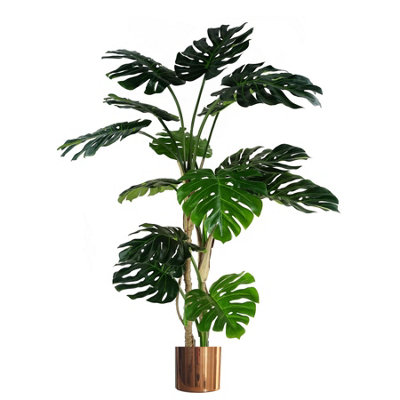 Leaf - Monstera Artificial Plant - 150cm - Copper Metal Planter - Image 8