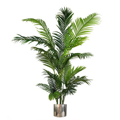 Leaf Silver Artificial Palm Tree - Huge 180Cm 6Ft Metal Planter Extra Large