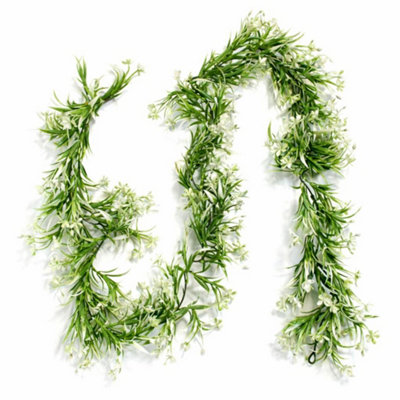 B&Q -  170Cm Artificial White Flowering Greenery Garland Hanging Decoration