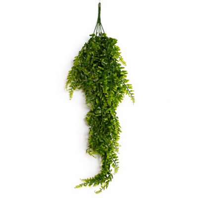 B&Q -  75Cm Artificial Trailing Fern Bush Hanging Faux Greenery Plant