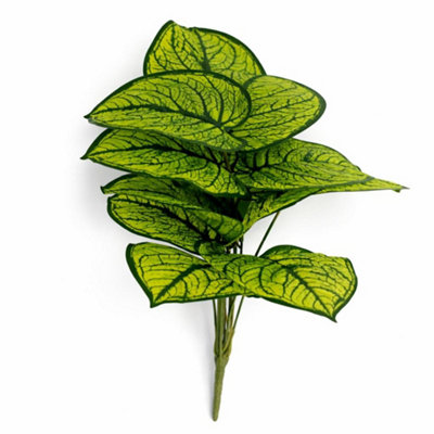 B&Q -  60Cm Artificial Caladium Style Stem Plant Bright Green Variegated Faux Foliage Arrangement