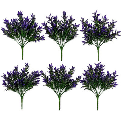 B&Q -  Pack Of 6 X 34Cm Artificial Lavender Stem Plant Faux Floral Filler