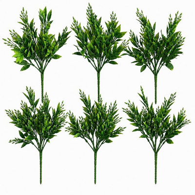 B&Q - Pack Of 6 X 32Cm Artificial Green Foliage Spray Stem Faux Leafy