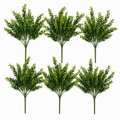 B&Q -  Pack Of 6 X 32Cm Artificial Boxwood Foliage Spray Stem Faux Green Bush