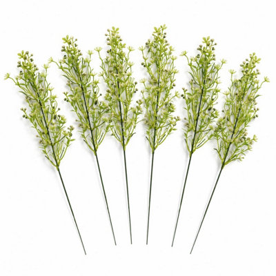 B&Q -  Pack Of 6 X 48Cm Artificial Wild Berry Blossom Spray Stem Faux Green