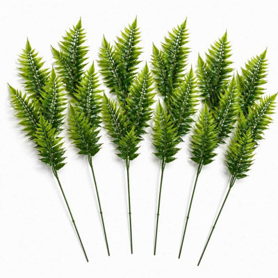 B&Q -  Pack Of 6 X 50Cm Artificial Fern Spray Stem Spring Green
