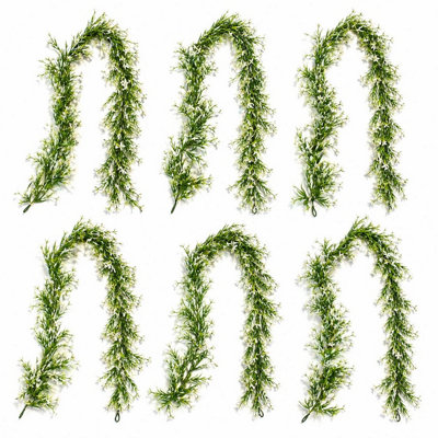 B&Q -  Pack Of 6 X 170Cm Artificial White Flowering Greenery Garland Hanging Decoration