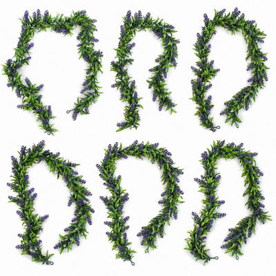 B&Q -  Pack Of 6 X 140Cm Artificial Lavender Greenery Garland Hanging Decoration