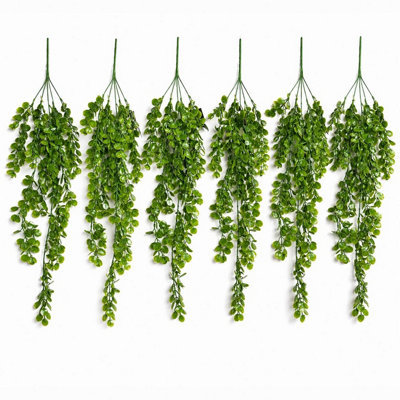 Pack Of 6 X 75Cm Artificial Trailing Round Leaf Hanging Foliage PlantClassic Gloss Green