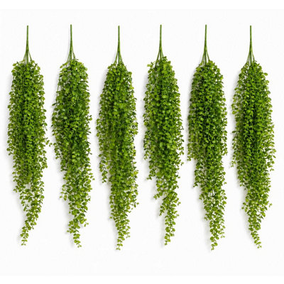 B&Q -  Pack Of 6 X 90Cm Artificial Trailing Hanging Plant Green Faux Cascading Foliage