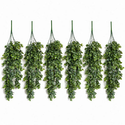 Pack Of 6 X 75Cm Artificial Trailing Round Leaf Hanging Foliage PlantBright Lime Green