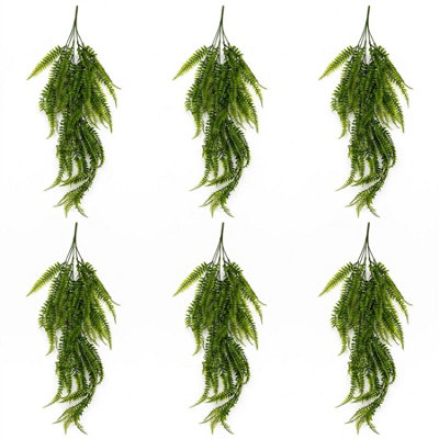 B&Q -  Pack Of 6 X 75Cm Artificial Trailing Fern Plant Hanging Faux Greenery