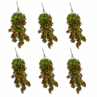 Pack Of 6 X 75Cm Artificial Trailing Round Leaf Hanging Foliage PlantAutumn Green & Bronze
